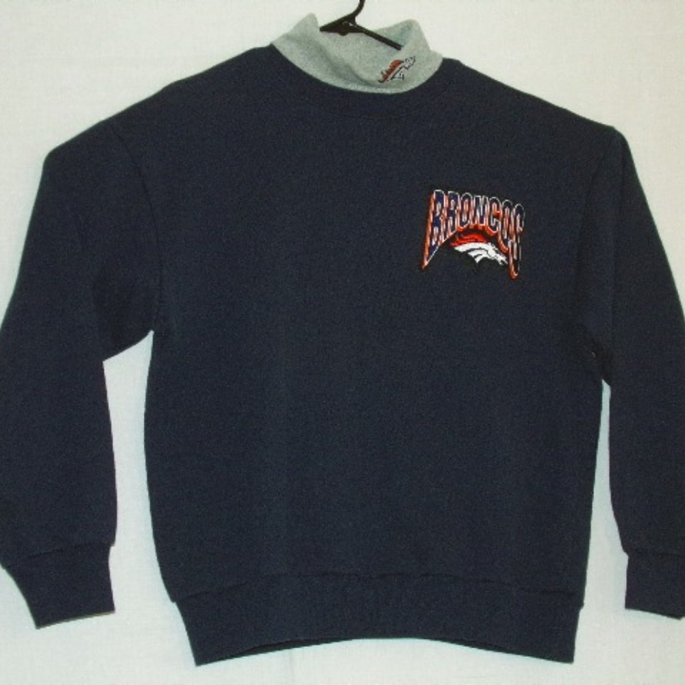 Vtg 90s Majestic Denver Broncos Turtle Neck Sweats